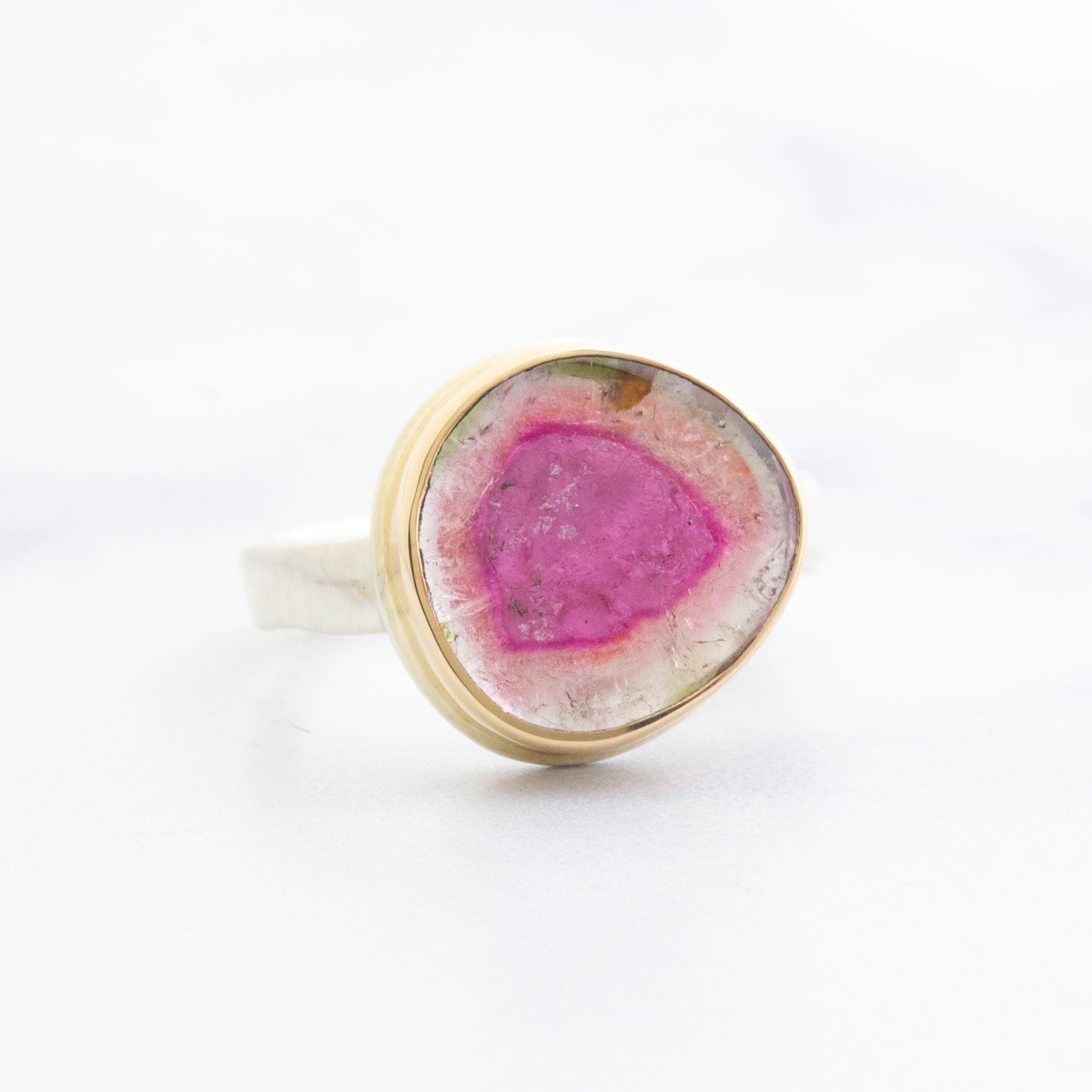 Watermelon tourmaline ring on sale 14k