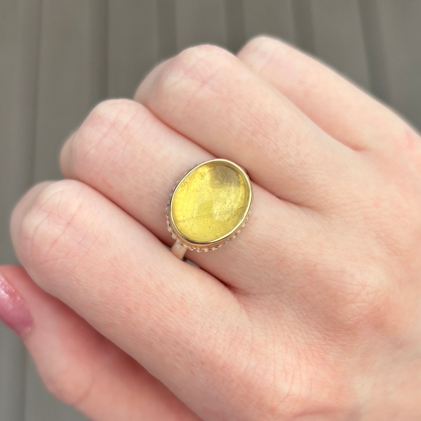 Sterling Lava Edge & 14K Gold Yellow Beryl Ring