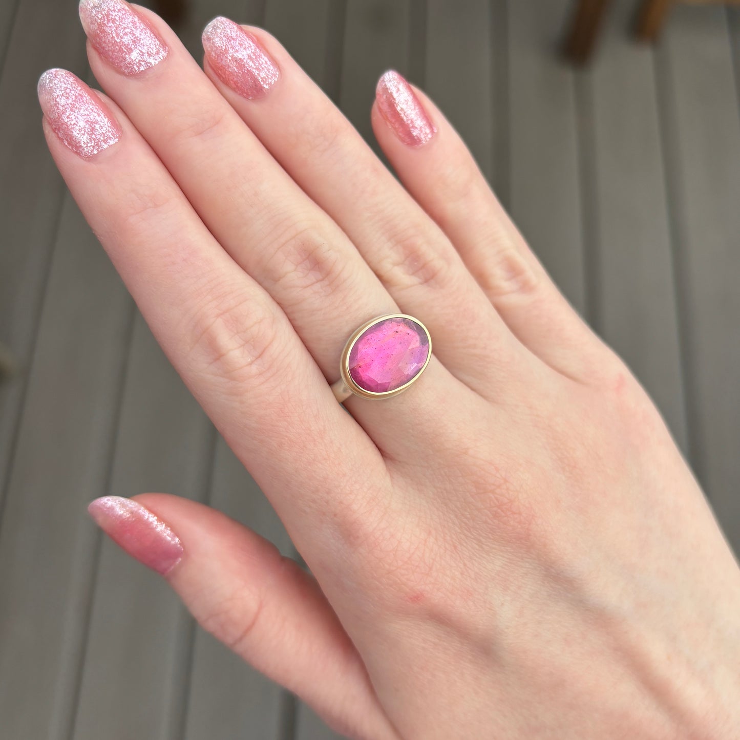 Sterling & 14K Gold Oval African Ruby Ring