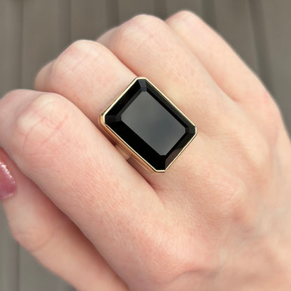 Sterling & 14K Gold Black Onyx Ring