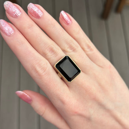 Sterling & 14K Gold Black Onyx Ring