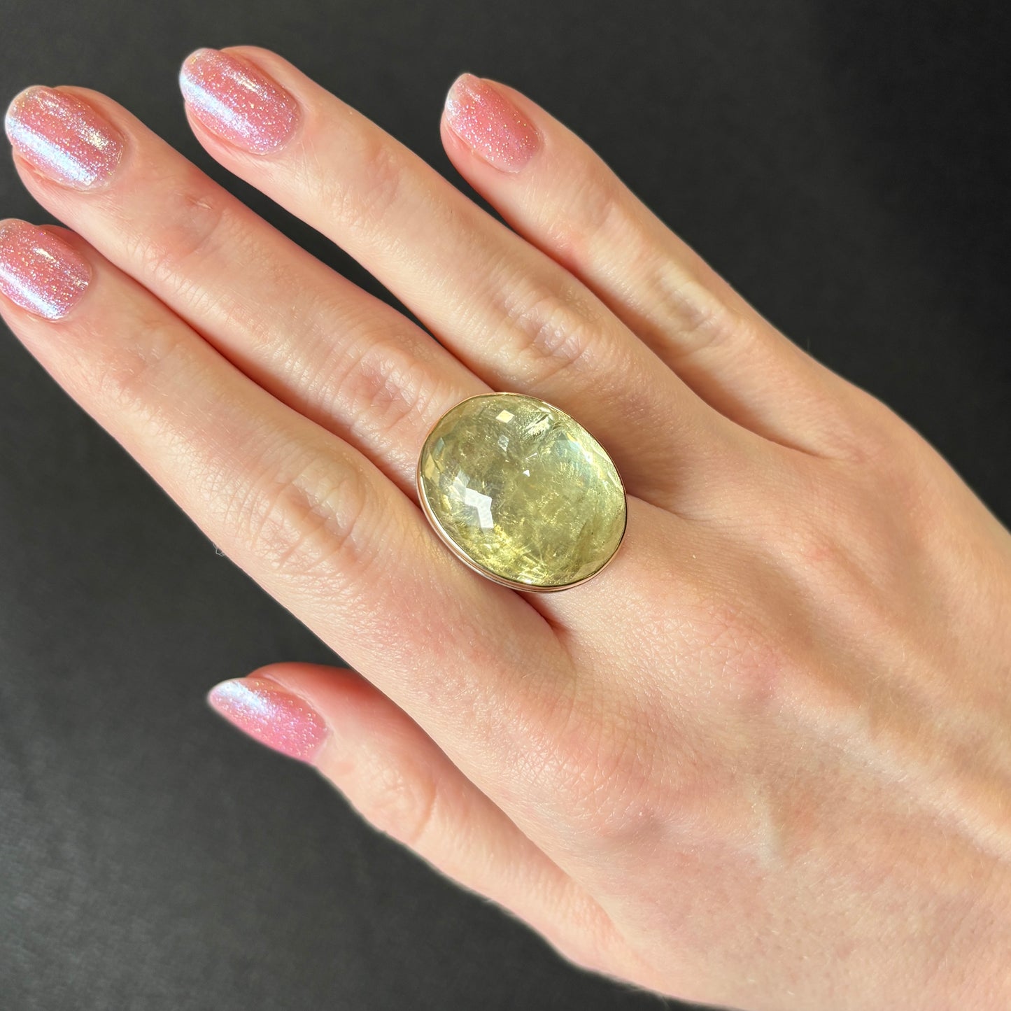 Sterling & 14K Gold Yellow Beryl Ring