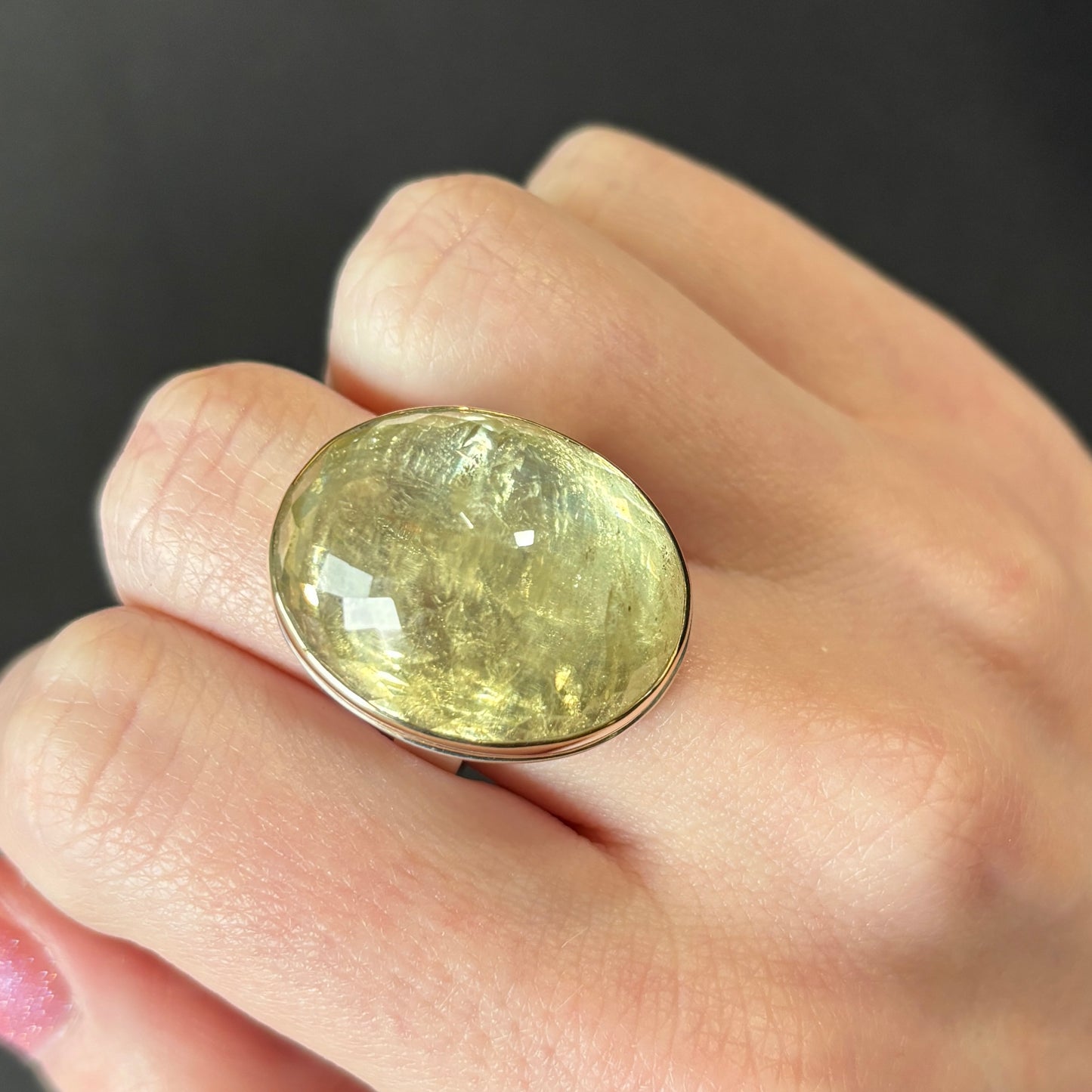 Sterling & 14K Gold Yellow Beryl Ring