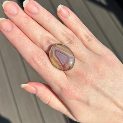 Sterling & 14K Gold Botswana Agate Ring