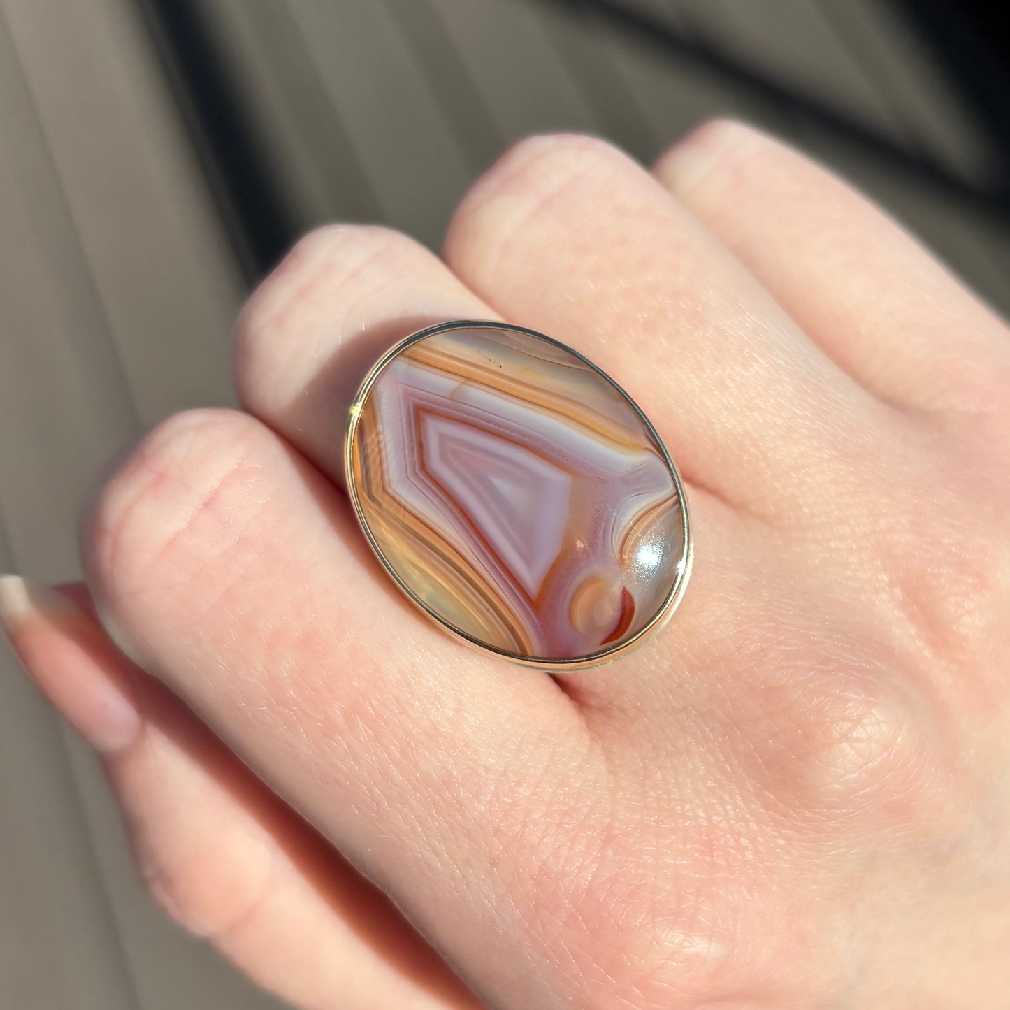 Sterling & 14K Gold Botswana Agate Ring