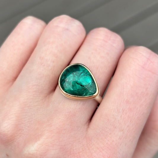 Sterling & 14K Gold Teardrop Indicolite Ring