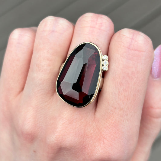 Sterling & 14K Gold Rhodolite Garnet & Diamond Ring