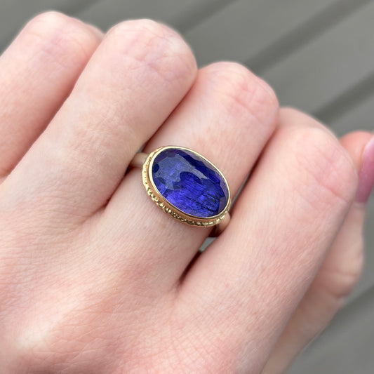 Sterling & 14K Gold Ruffled Edge Tanzanite Ring