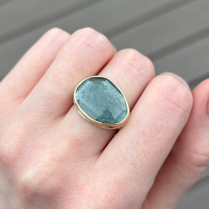 Sterling & 14K Gold Moss Aquamarine Ring