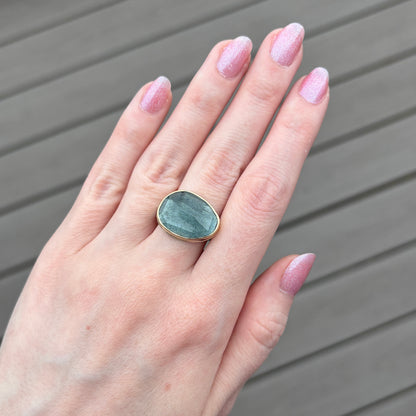 Sterling & 14K Gold Moss Aquamarine Ring