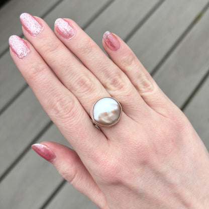 Sterling & 14K Rose Gold Cultured Pearl Ring