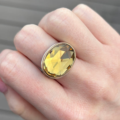 Sterling & 14K Gold Oval Citrine Ring