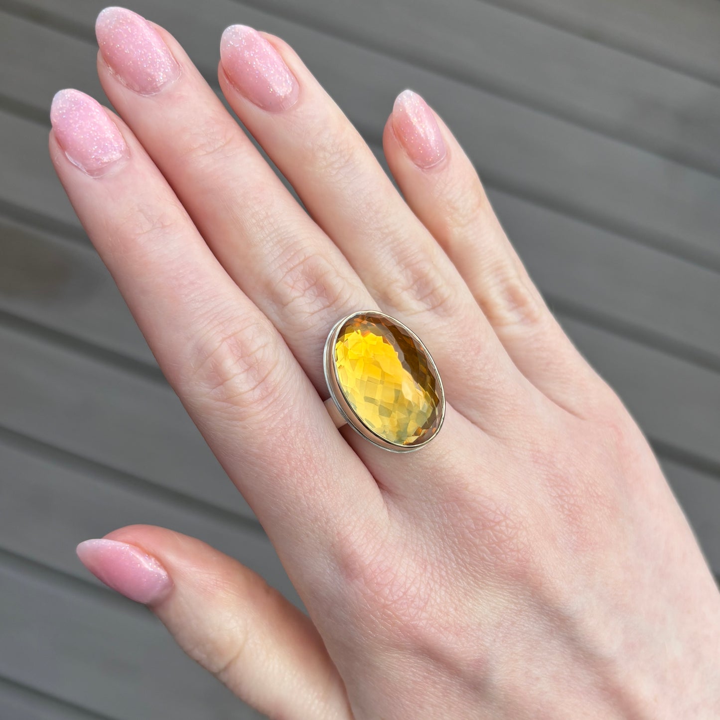 Sterling & 14K Gold Oval Citrine Ring