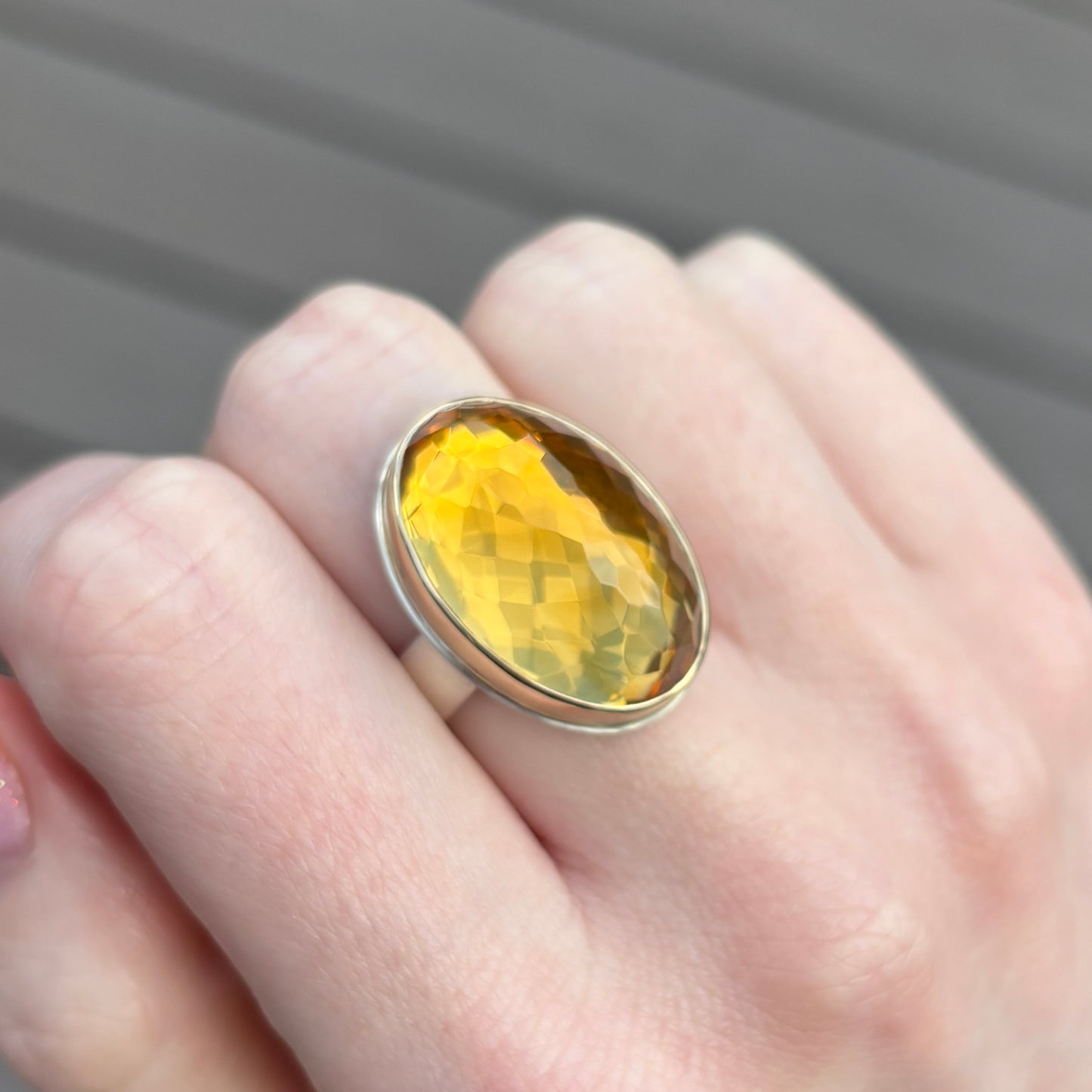 Sterling & 14K Gold Oval Citrine Ring