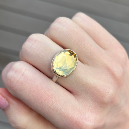 Sterling & 14K Gold Small Citrine Ring