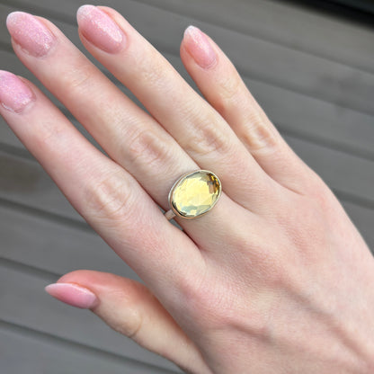 Sterling & 14K Gold Small Citrine Ring