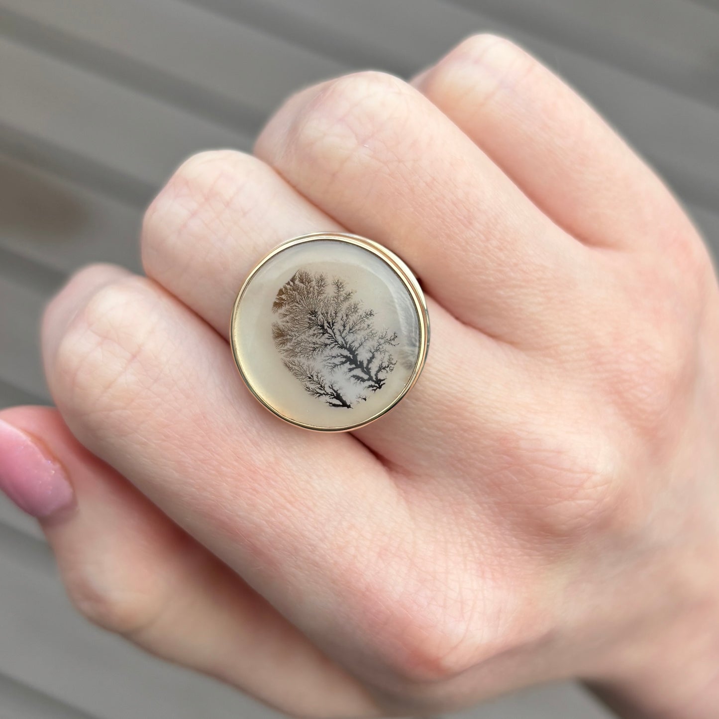 Sterling & 14K Gold Dendritic Agate Ring