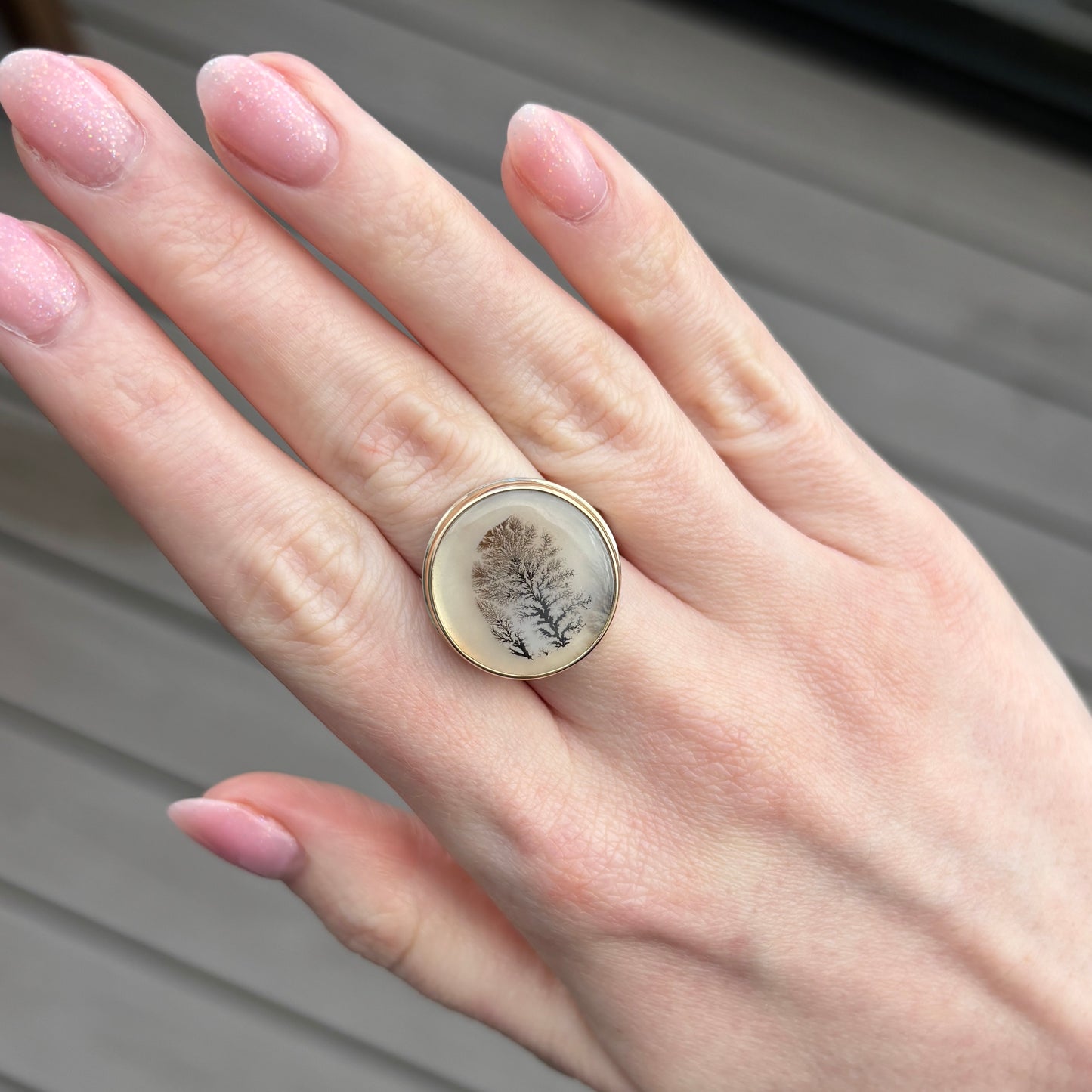 Sterling & 14K Gold Dendritic Agate Ring