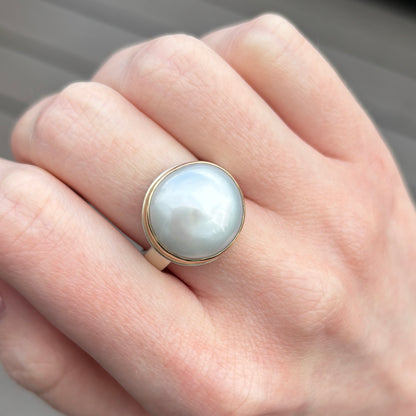 Sterling & 14K Gold Cultured Pearl Ring