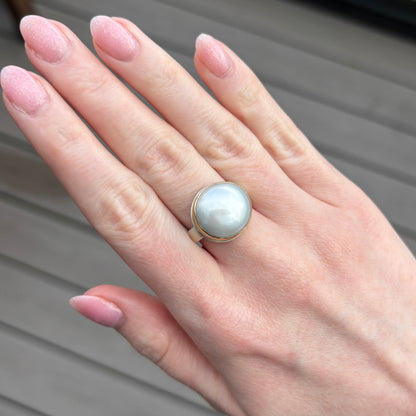 Sterling & 14K Gold Cultured Pearl Ring