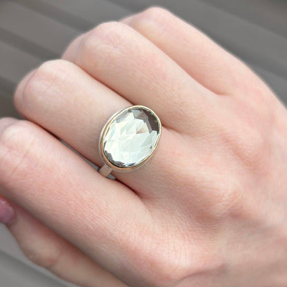 Sterling & 14K Gold Small Mint Quartz Ring