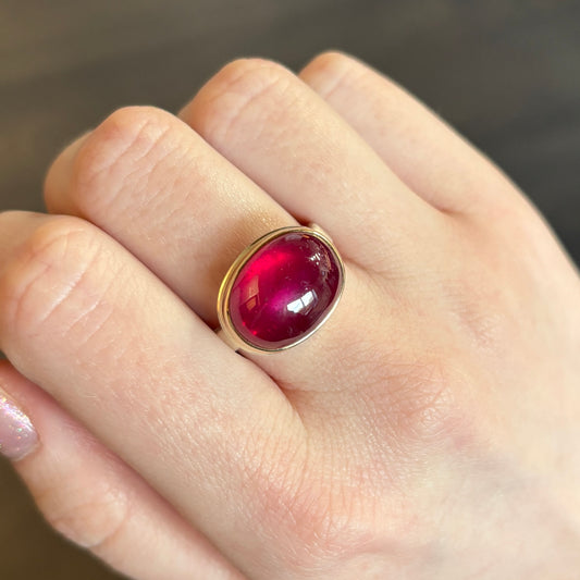 Sterling & 14K Gold Oval African Ruby Ring