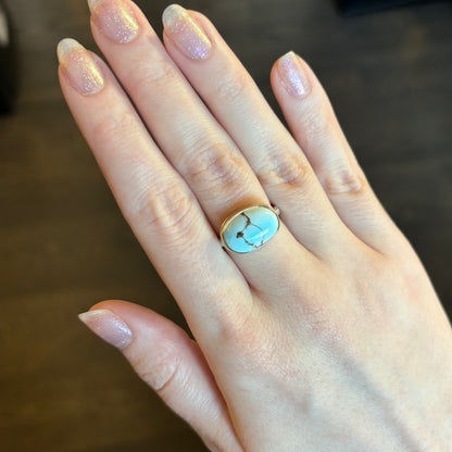 Sterling & 14K Gold Lone Mountain Turquoise Ring