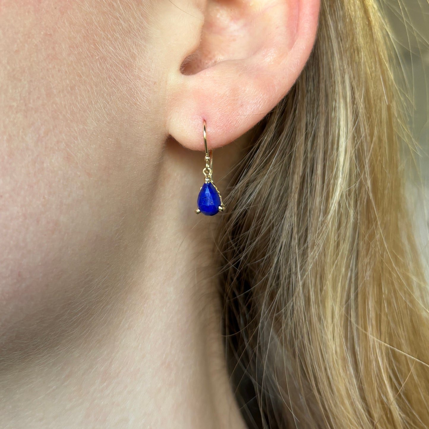 Oxidized Sterling & 14K Gold Tiny Lapis & Diamond Set