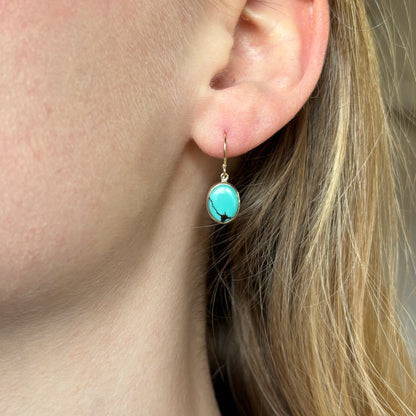 Sterling & 14K Gold Hubei Turquoise Earrings