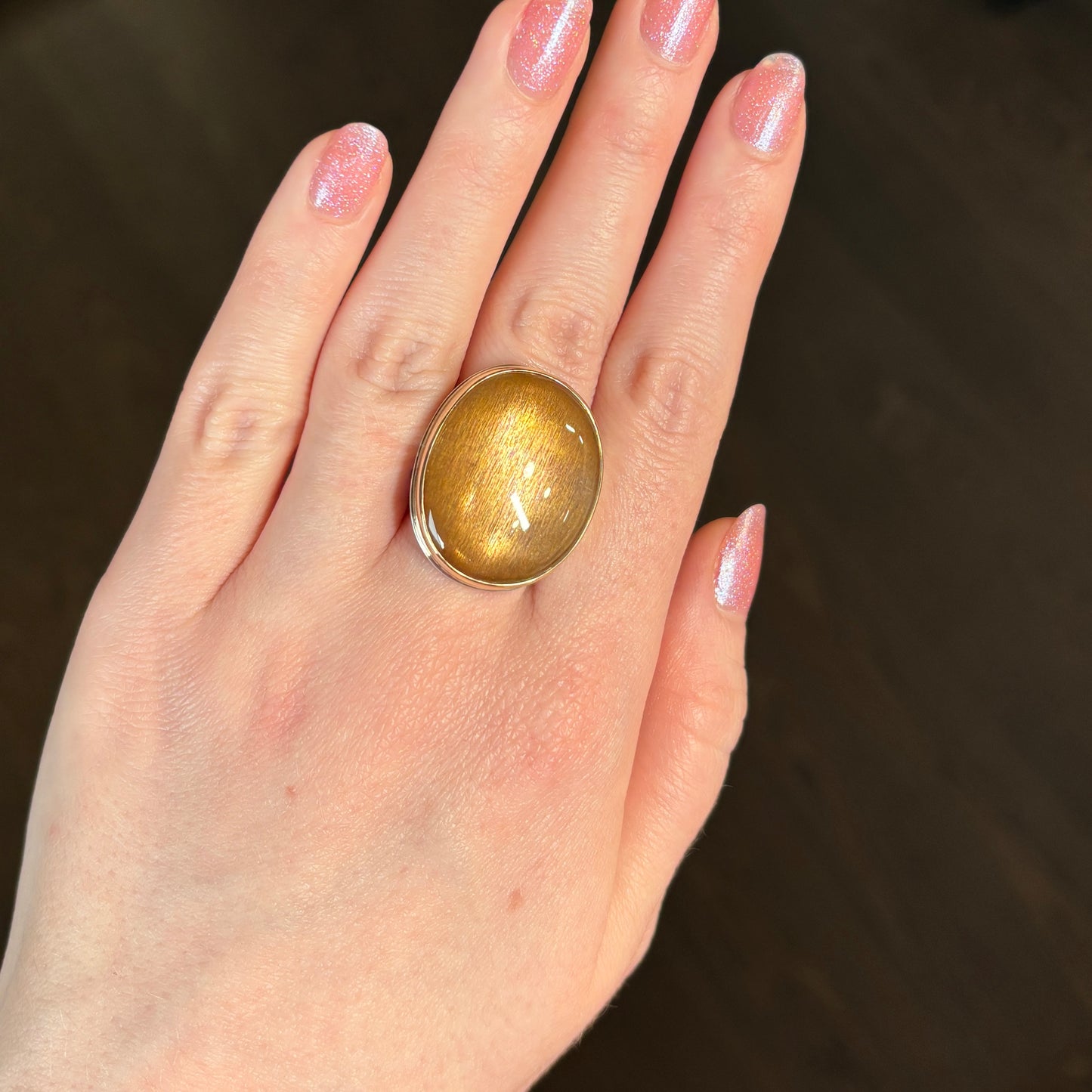 Sterling & 14K Gold Golden Moonstone Ring