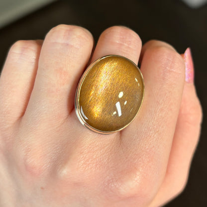 Sterling & 14K Gold Golden Moonstone Ring