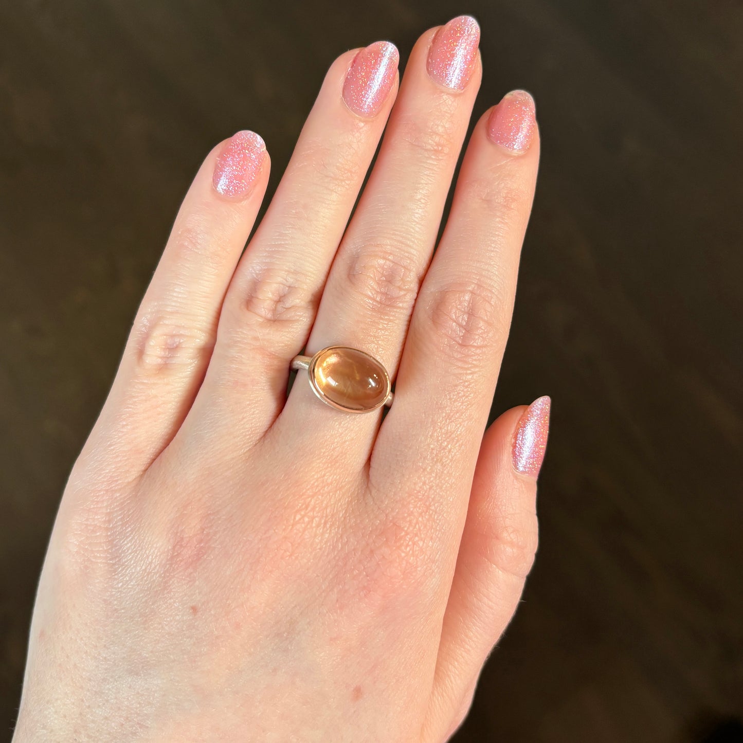 Sterling & 14K Rose Gold Oregon Sunstone Ring