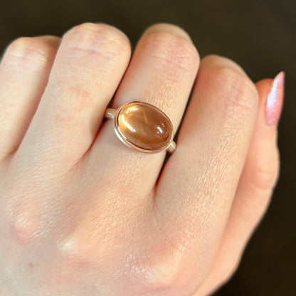 Sterling & 14K Rose Gold Oregon Sunstone Ring