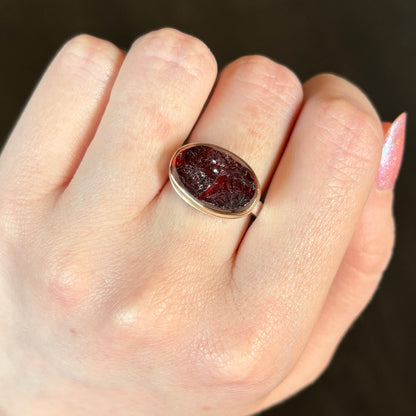 Sterling & 14K Gold Garnet Ring