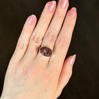 Sterling & 14K Gold Garnet Ring