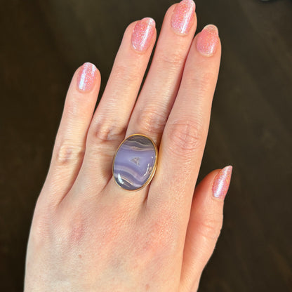 Sterling & 14K Gold Agua Nueva Agate Ring