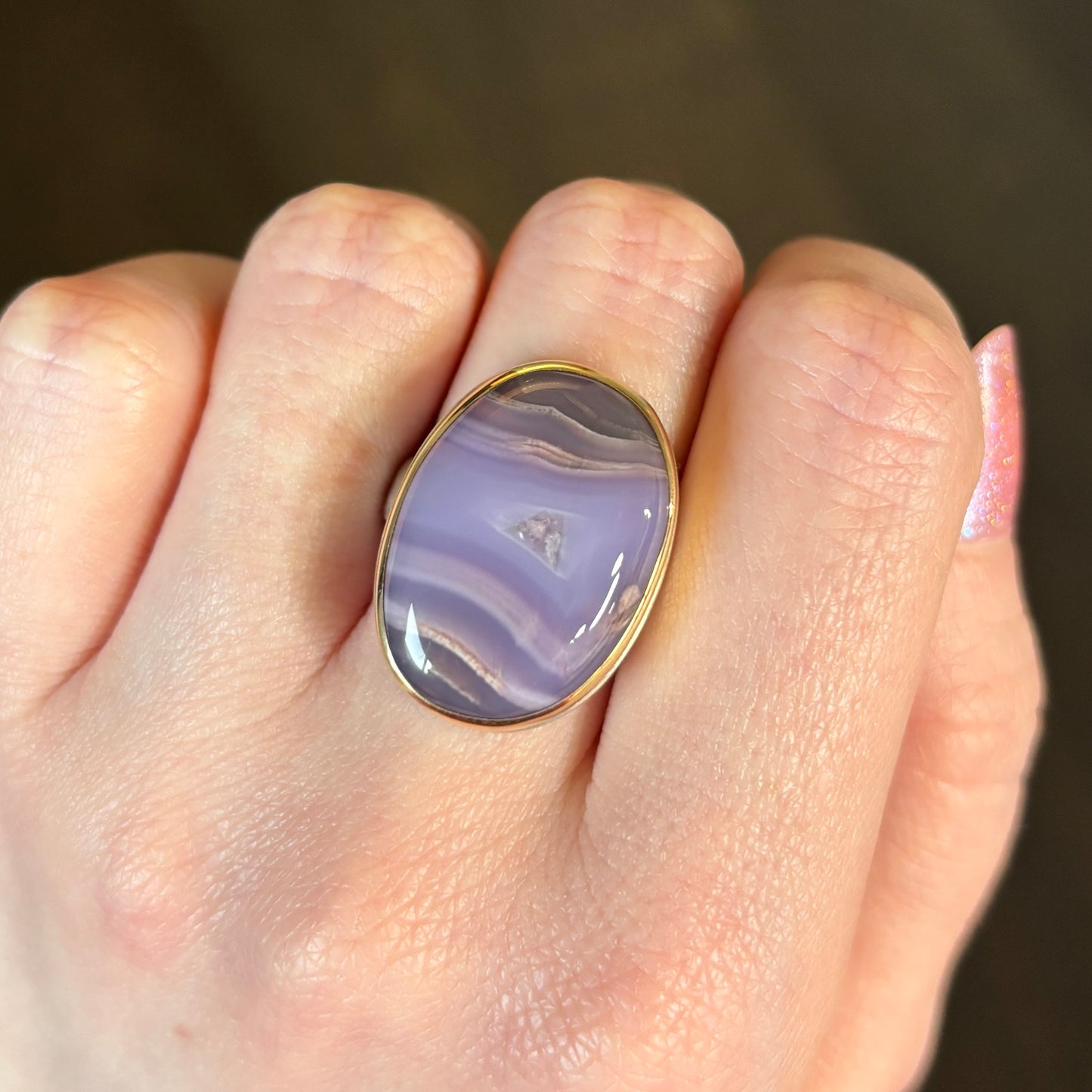 Sterling & 14K Gold Agua Nueva Agate Ring