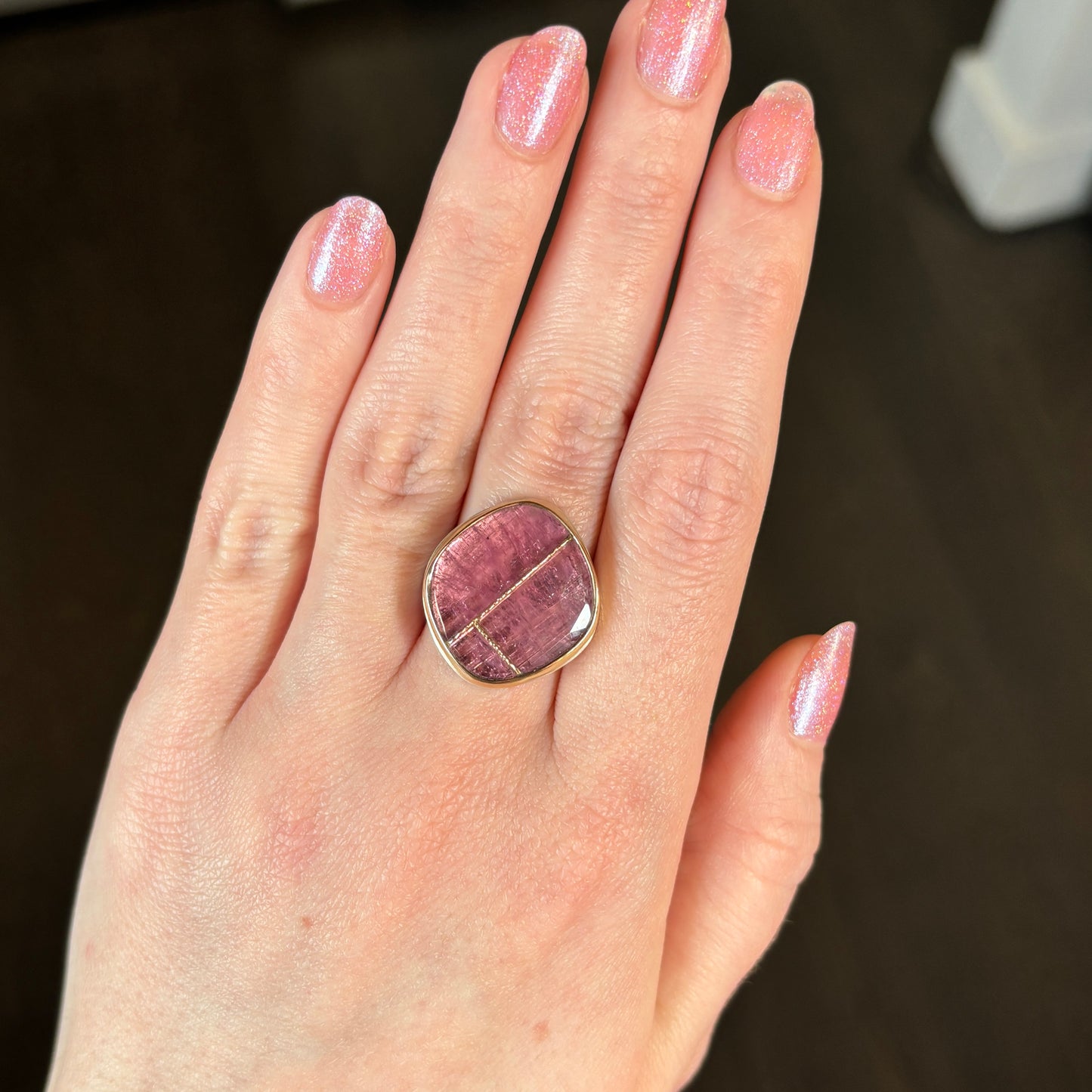 Sterling & 14K Golden Fusion Pink Tourmaline Ring