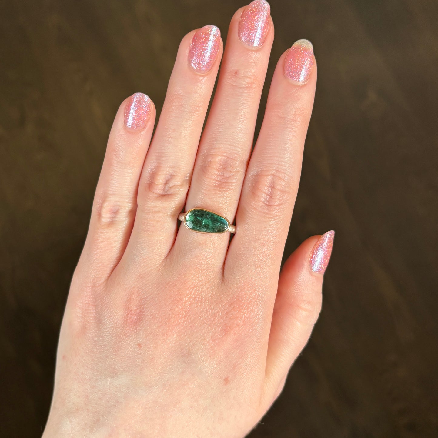 Sterling & 14K Gold Small Emerald Ring