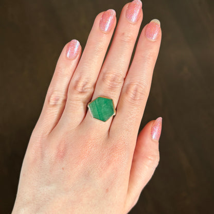 Sterling & 14K Gold Emerald Slice Ring