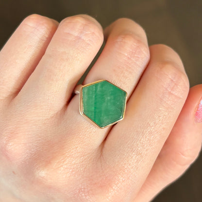 Sterling & 14K Gold Emerald Slice Ring