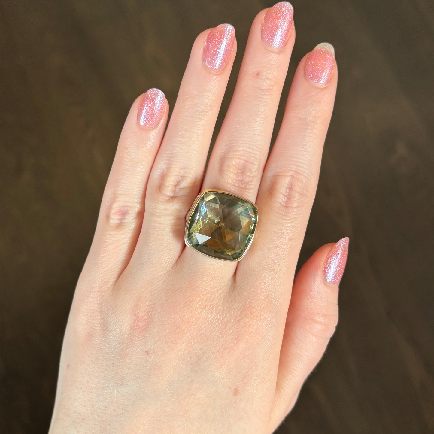 Sterling & 14K Gold Mint Quartz Ring