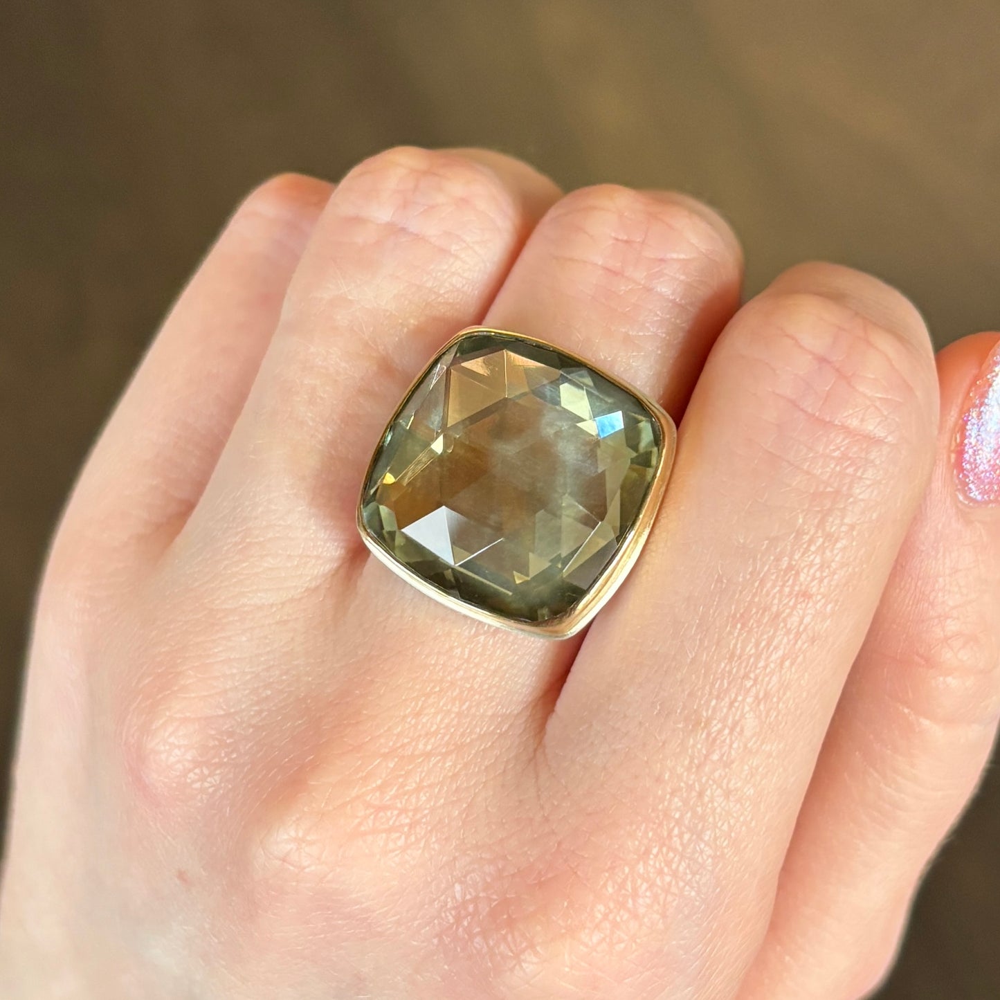 Sterling & 14K Gold Mint Quartz Ring