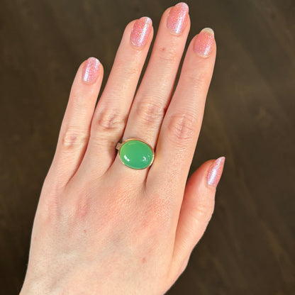 Sterling & 14K Gold Chrysoprase Ring