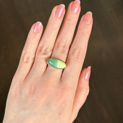 Sterling & 14K Gold Citron Chrysoprase Ring