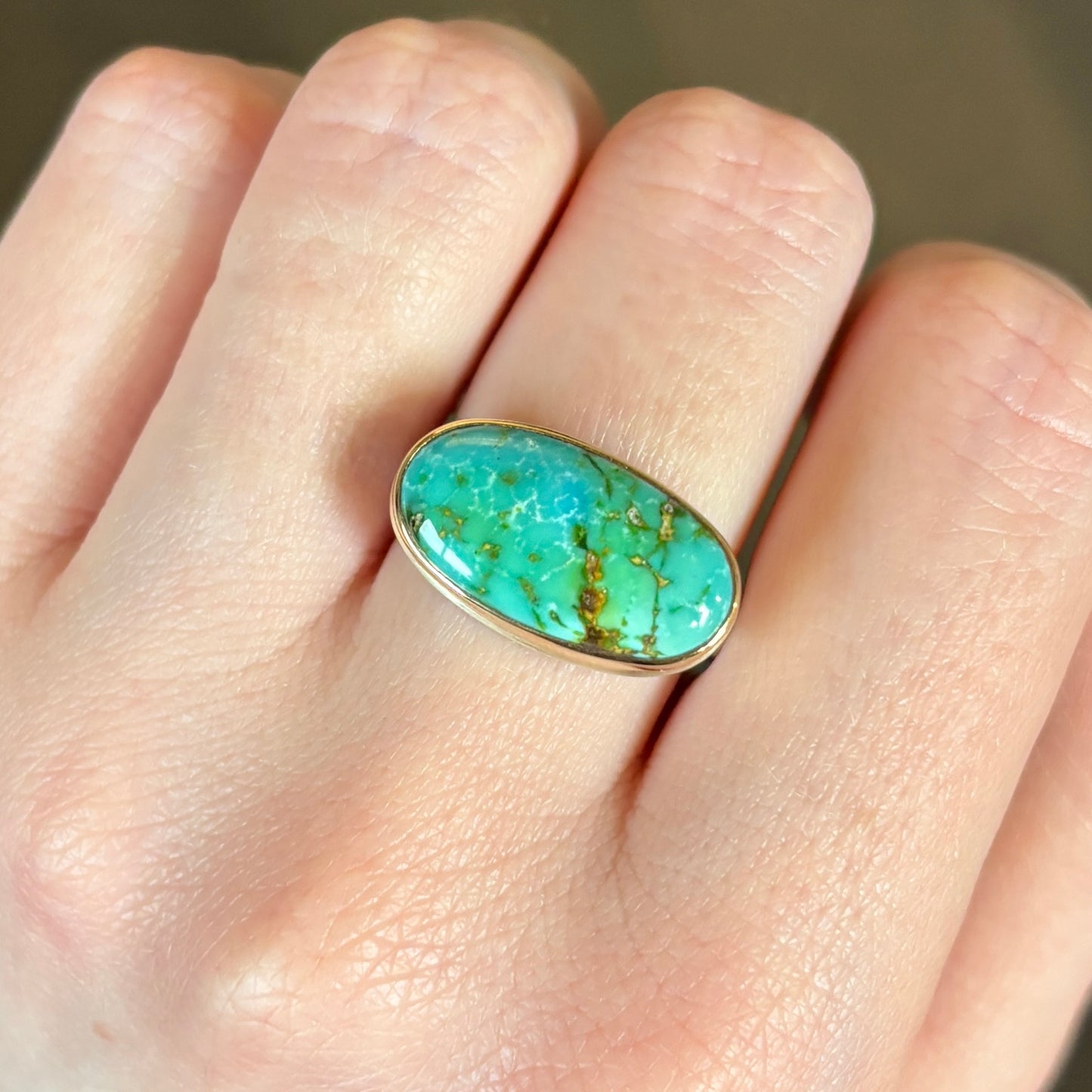 Sterling & 14K Gold Sonoran Turquoise Ring