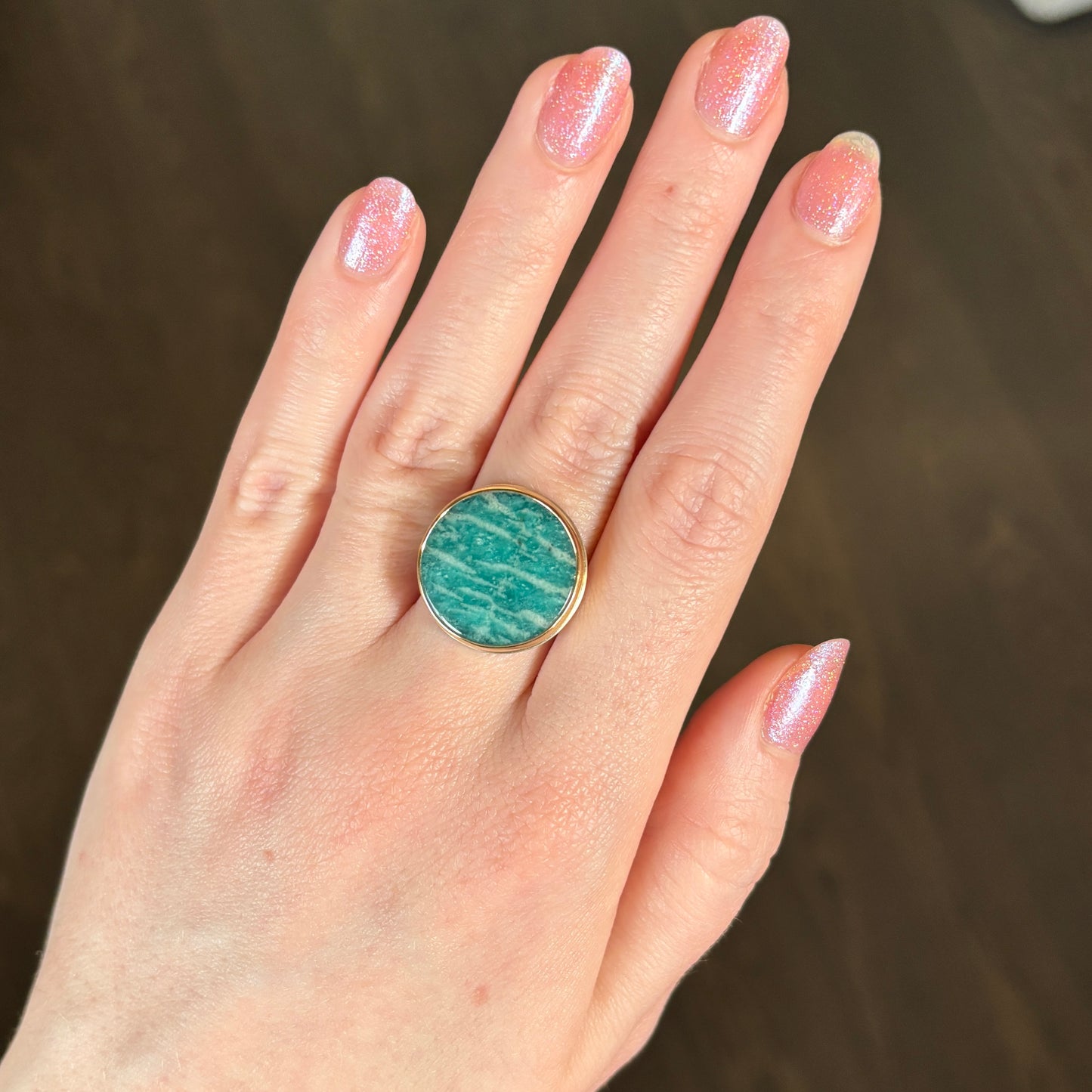 Sterling & 14K Gold Amazonite Ring