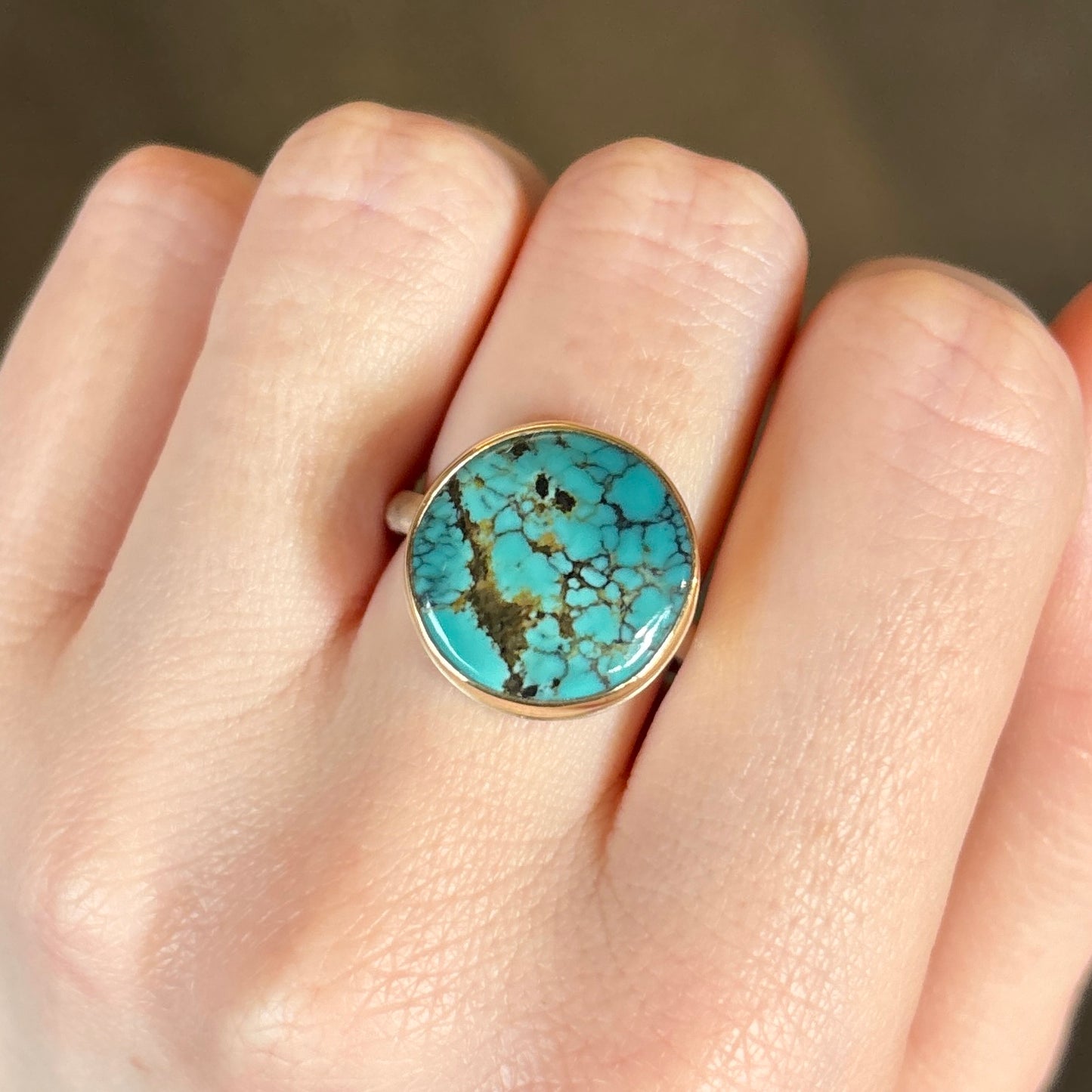 Sterling & 14K Gold Hubei Turquoise Ring