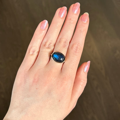 Sterling & 14K Gold Oval Labradorite Ring