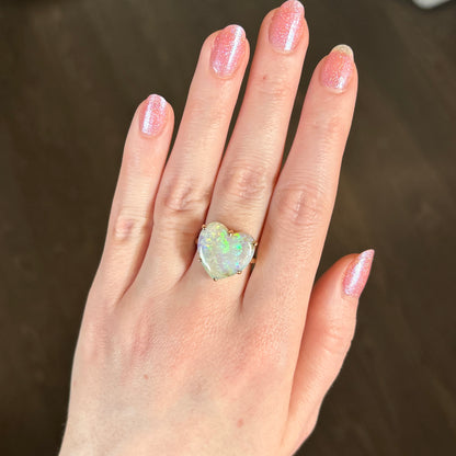 14K Gold Australian Opal Multi-Prong Ring